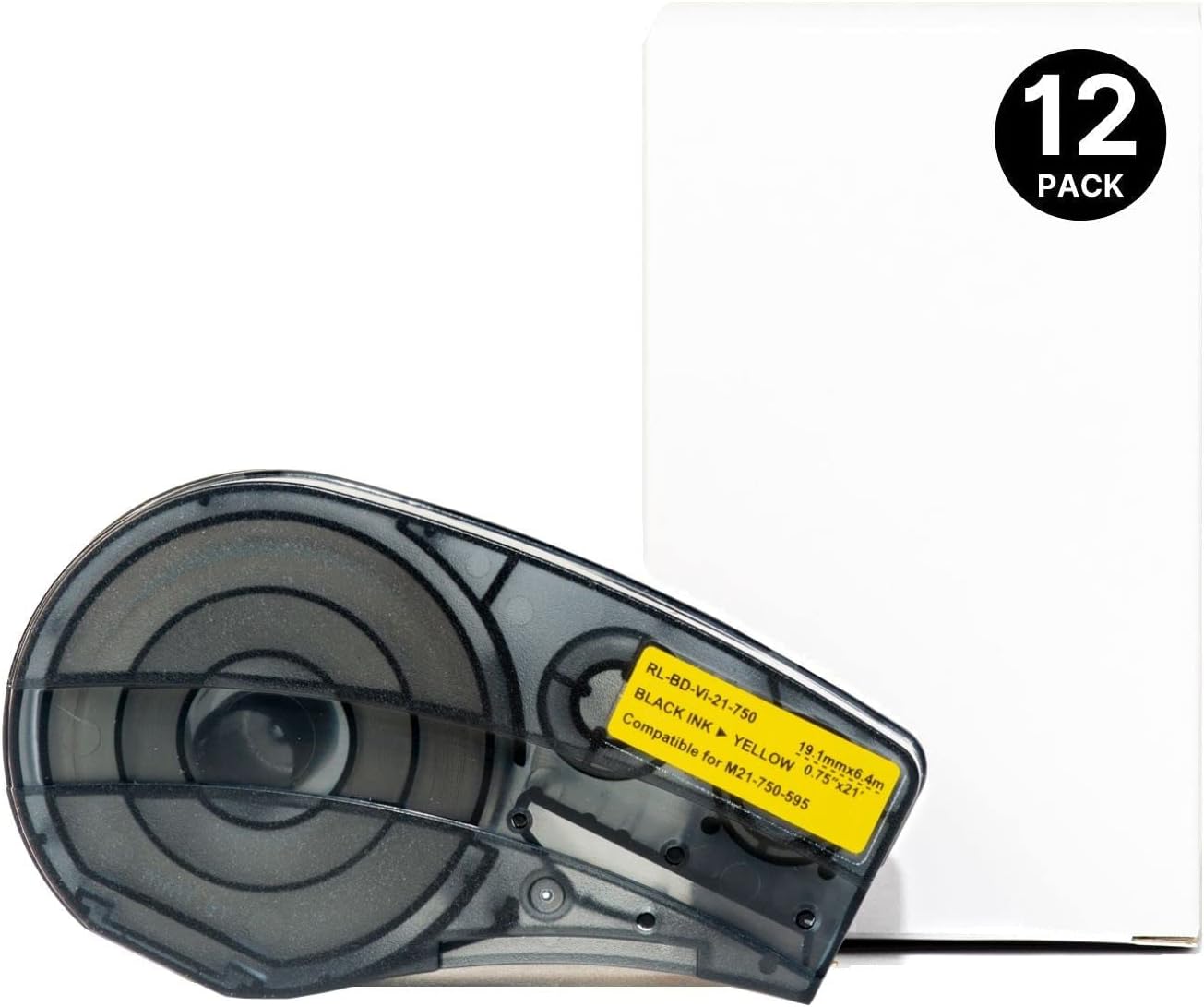 Print.Save.Repeat. Brady M21-750-595-YL Compatible Label Tape - 12 Pack