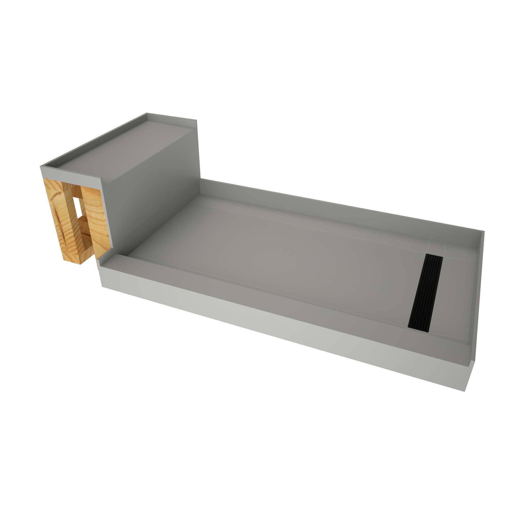 Tile Redi RT3048R-RB30-KIT-2.5 Base N Bench 60 inch x 30 inch Rectangular Shower Base, Black