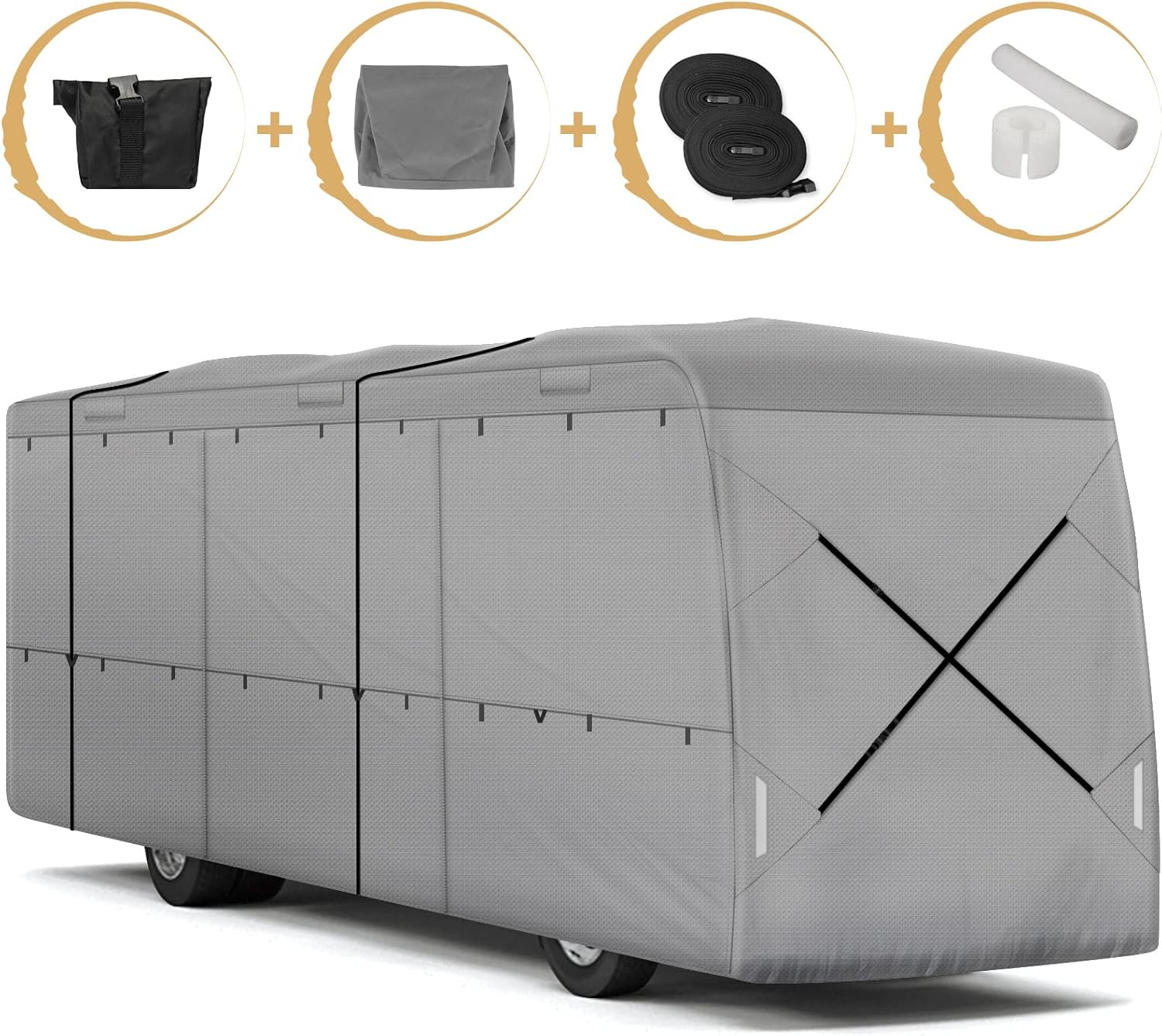 Leader Accessories Windproof Upgraded 37'-40' Class A RV Cover Motorhome Cover 4 Layers Top with Adhesive Repair Patches