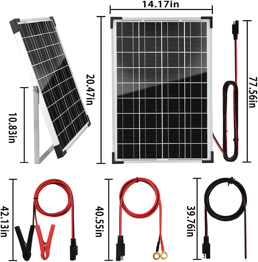 SUNSUL 30 Watt 12V Solar Panel Kit Battery Maintainer Trickle Charger, with Waterproof 5A 12V/24V PWM Solar Charge Controller and Adjustable Solar Panels Mount Rack Bracket (30 Watt with Accessories) Pack of 2