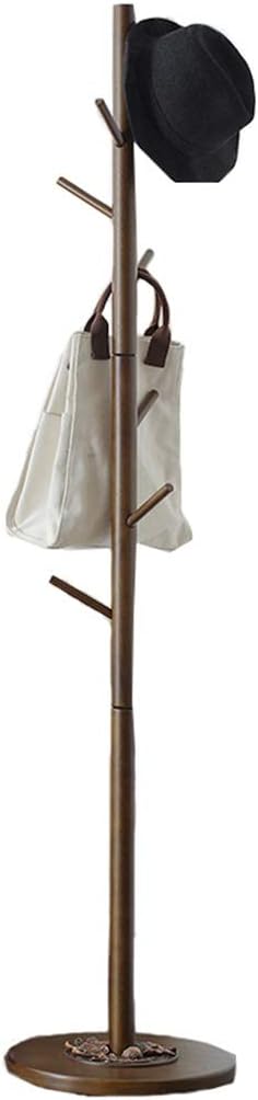 COAT RACK Floor Solid Wood Staggered Hook Home Assembled Single Rod Hanger (Color : A)