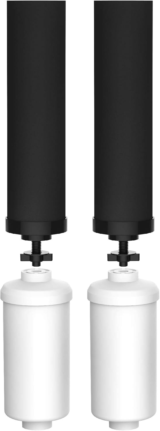 Waterdrop Gravity Water Filter, Compatible with BB9-2 Black Filters & PF-2 Fluoride Filters. Interchangeable with Doulton Super Sterasyl and Traveler, Nomad, King, Big Series Pack of 2