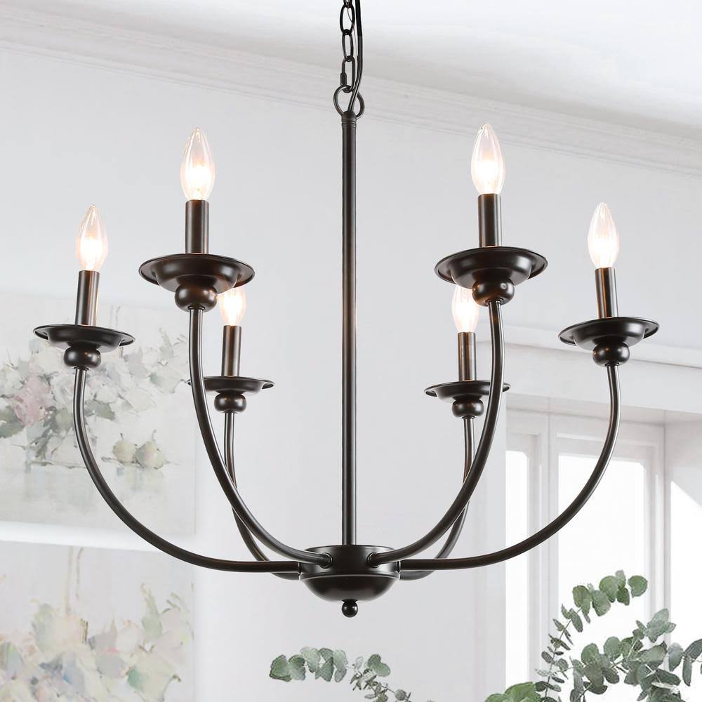 Arlin 26x22 Wide Black 6-Light Candle Chandelier