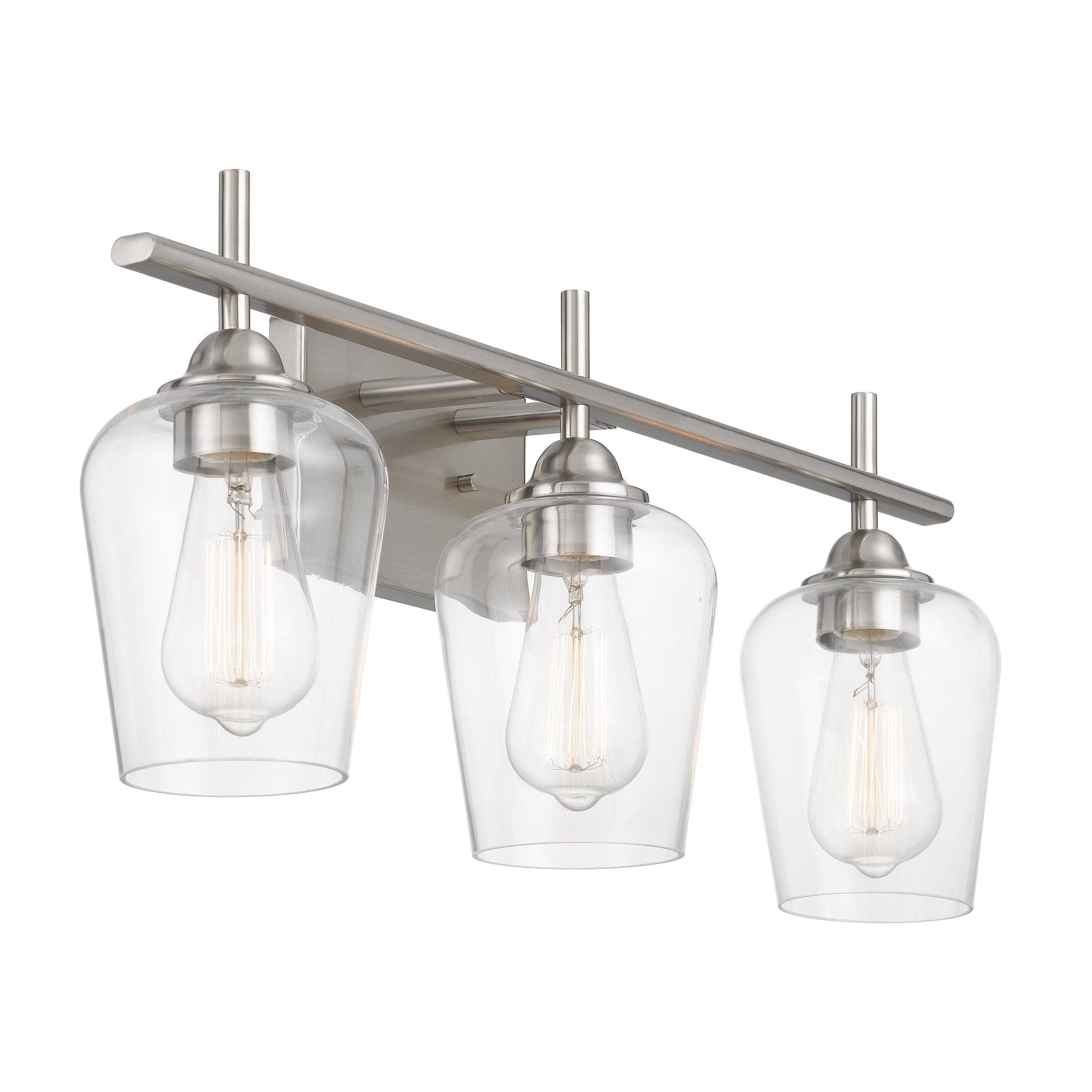 Worldwide Lighting Bacchus 3-Light Brushed Nickel Finish Vanity Light 6.75 in. x 24 in. x 9.75 in.