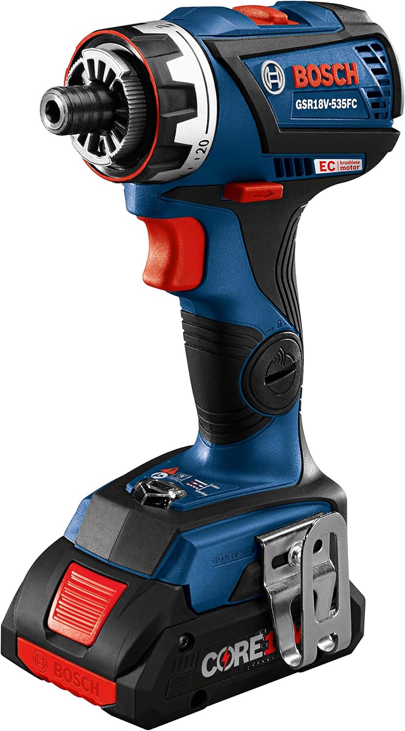 BOSCH GSR18V-535FCB15 18V EC Brushless Connected-Ready Flexiclick 5-In-1 Drill/Driver System with (1) CORE18V 4.0 Ah Compact Battery