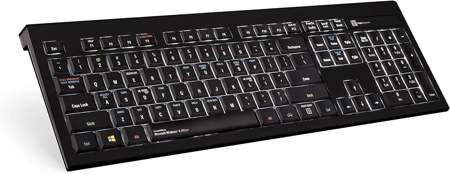 Logickeyboard Compatible with Windows PC Astra Shortcut Backlit - LKBU-Win-APBH-US