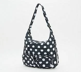 Lug Medium Convertible RFID Hobo - Zipliner ,Black LG Dot