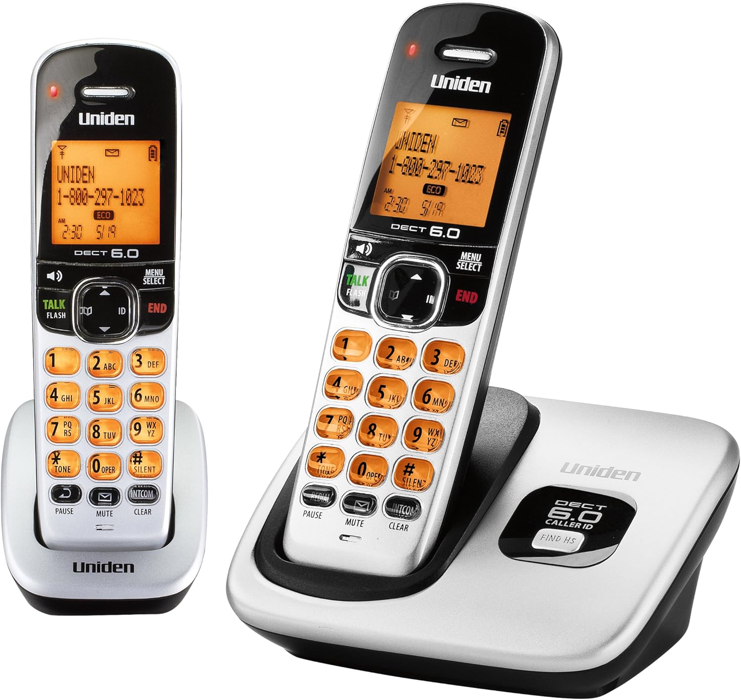 D1760-2 DECT 6.0 Expandable Cordless Phone with Caller ID, Silver, 2 Handsets Pack of 2