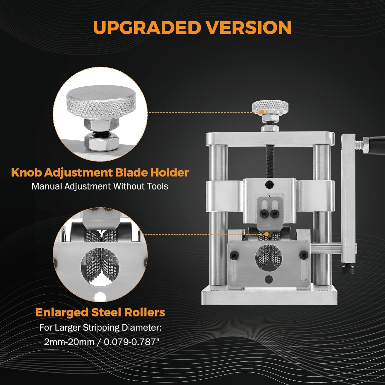 BEAMNOVA Upgraded Mini Drill Powered Hand Crank Wire Stripper Manual Wire Stripping Machine for Scrap Copper Stripping Diameter 2mm-20mm / 0.079-0.787