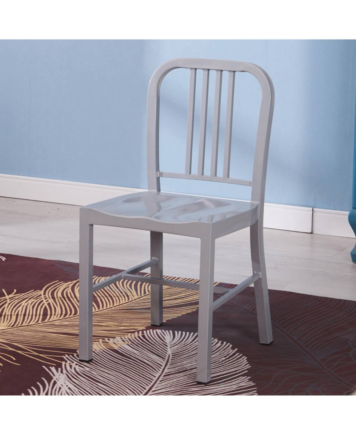 AC Pacific Industrial Gray Metal Indoor Dining Chair (Set of 2)