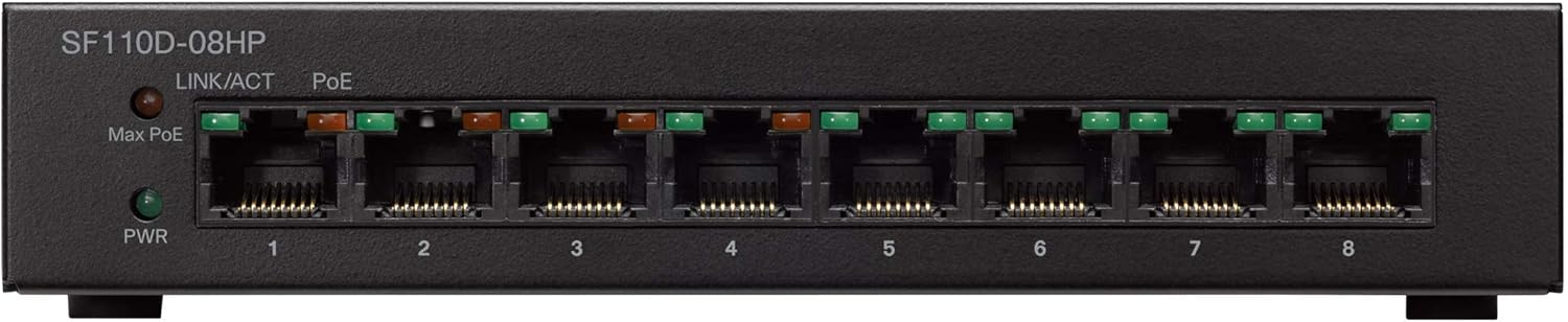 Cisco SF110D-08 Unmanaged Switch | 8 Ports 10/100 Desktop | Limited Lifetime Protection (SF110D-08-NA) Pack of 2