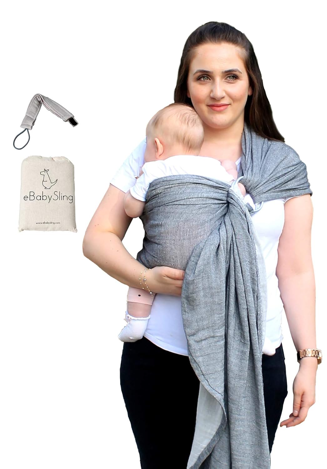 Ring Sling Baby Wrap Carrier- Newborn, Infant, Toddler -Pacifier Clip Carry Bag Gift