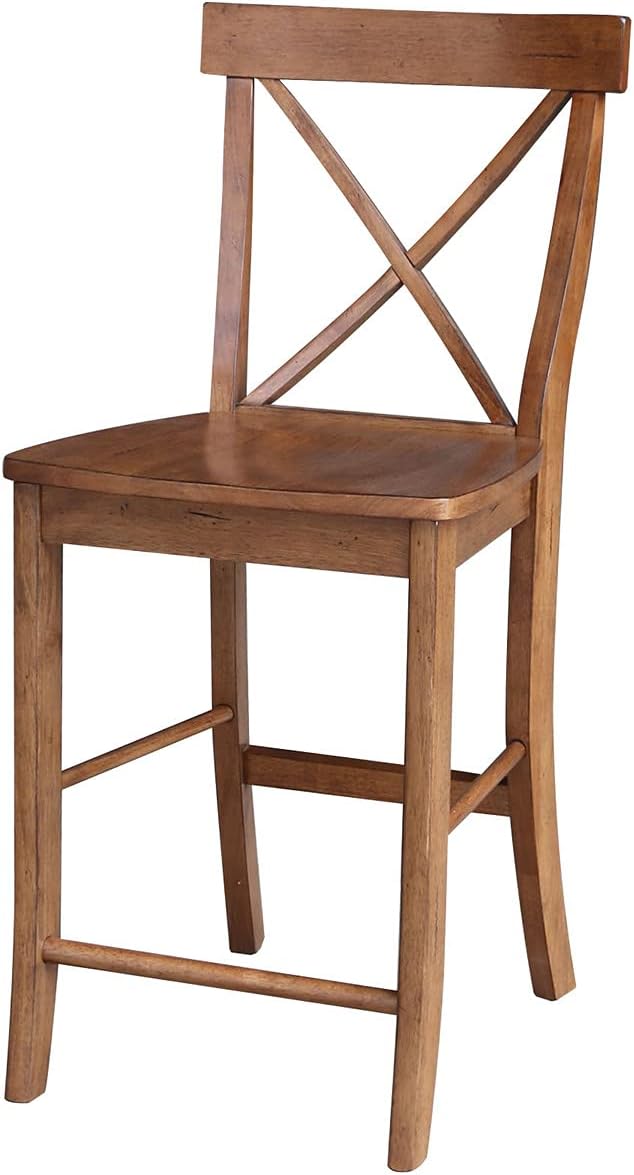 International Concepts X-Back Counter Height Stool,Brown