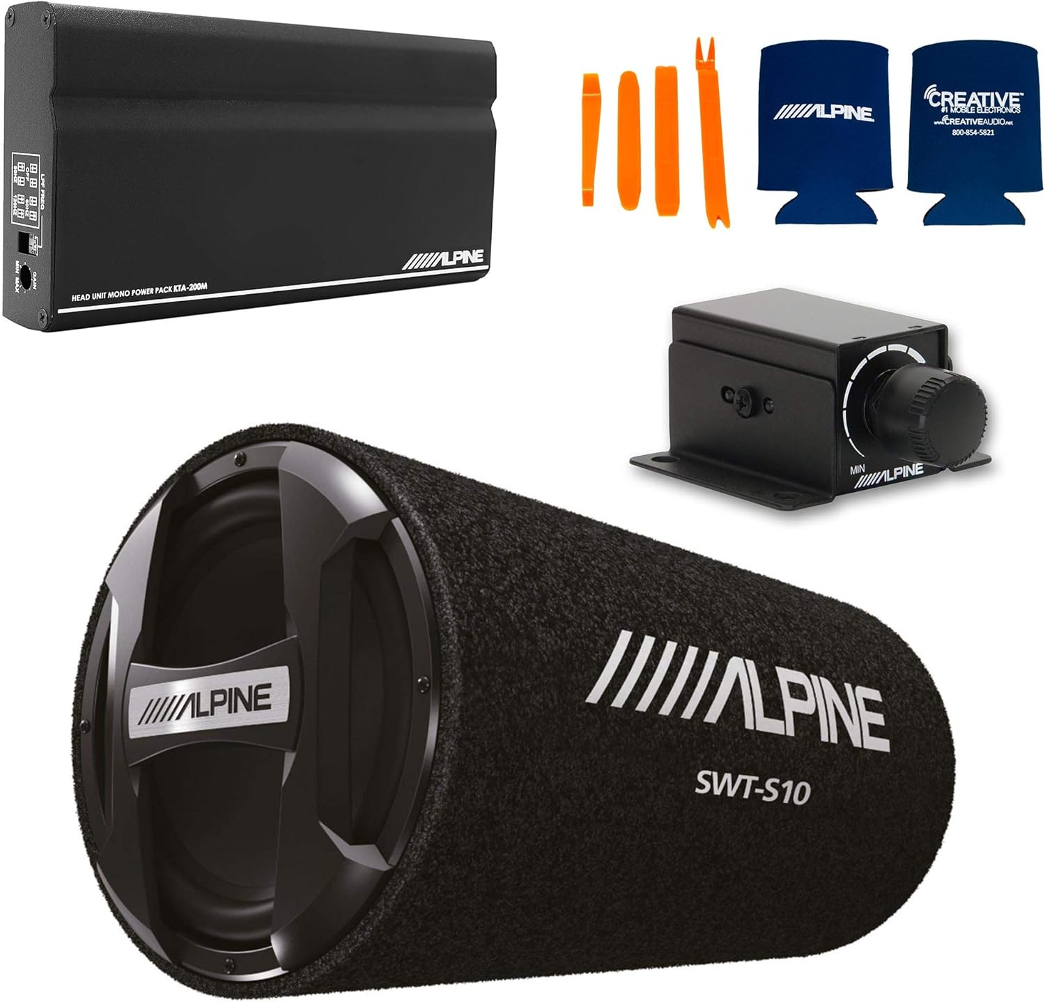 Alpine KTA-200M Mono Power Pack Amp with Alpine SWT-S10 10
