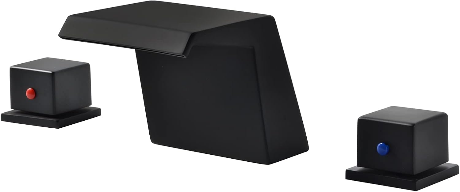 LIWEIKE Black Bathtub Faucet Deck Mount Tub Faucet 3 Hole Roman Tub Faucet Two Handle Waterfall Tub Filler