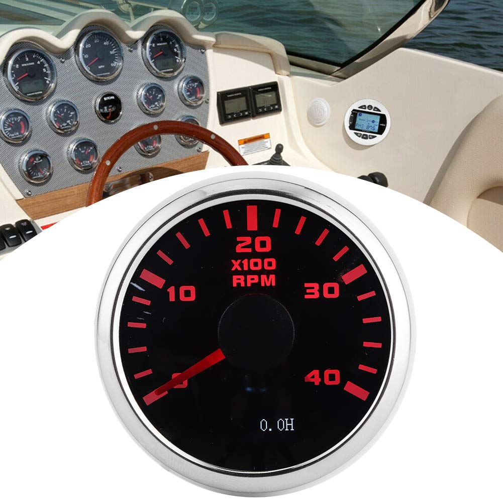 KIKYO Digital Tachometer,52mm/2in 4K RPM LCD Waterproof Hour Display Meter Tachometer Gauge for Car Yachts Motorcycle