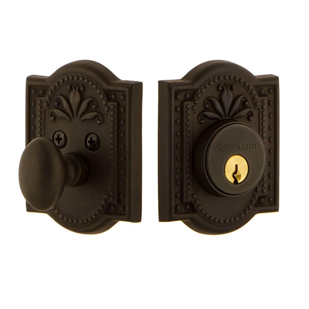 Nostalgic Warehouse 719042 Meadows Single Cylinder Deadbolt Finish: Oil Rubbed Bronze, Backset: 2-3/4x22