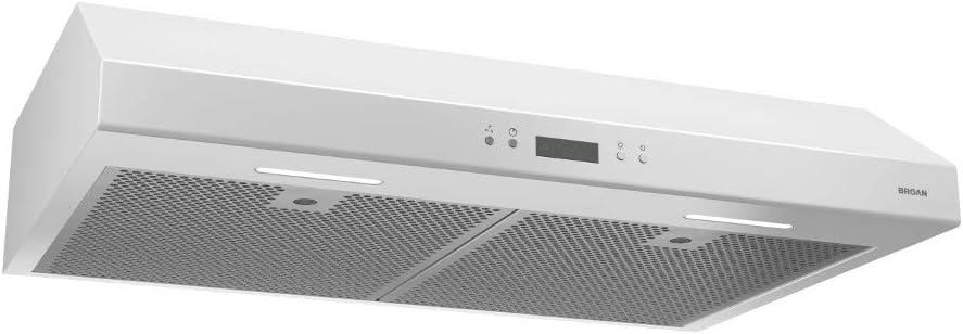 BROAN NuTone BCDJ130WH Glacier Range Hood with Light Exhaust Fan for Under Cabinet, 400 CFM, 30-inch, White