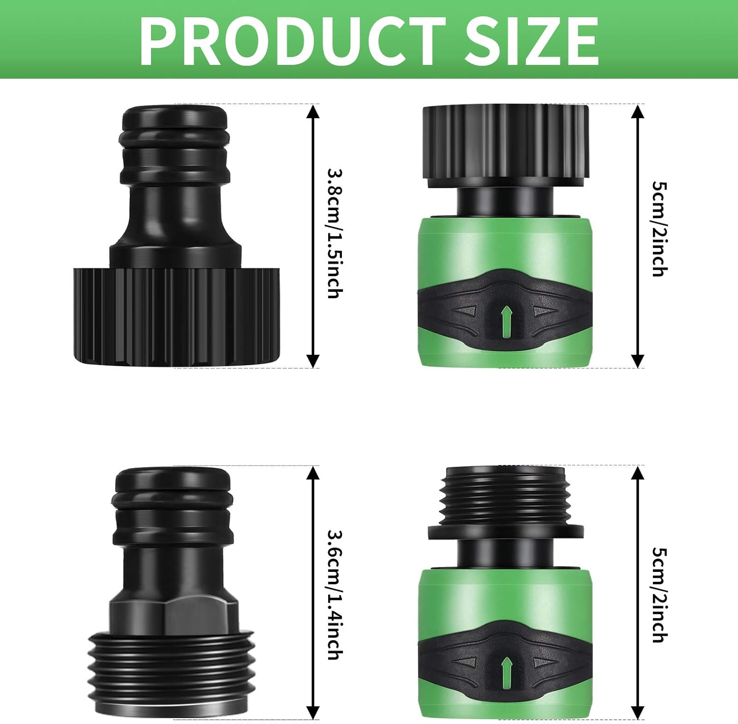 18 Pieces Quick Garden Hose Connector 3/4 Inch Thread Male and Female Hose Connectors Plastic Water Hose Fittings Hose End Adapters with 24 Pieces Rubber Gaskets and Roll of Tape Pack of 2