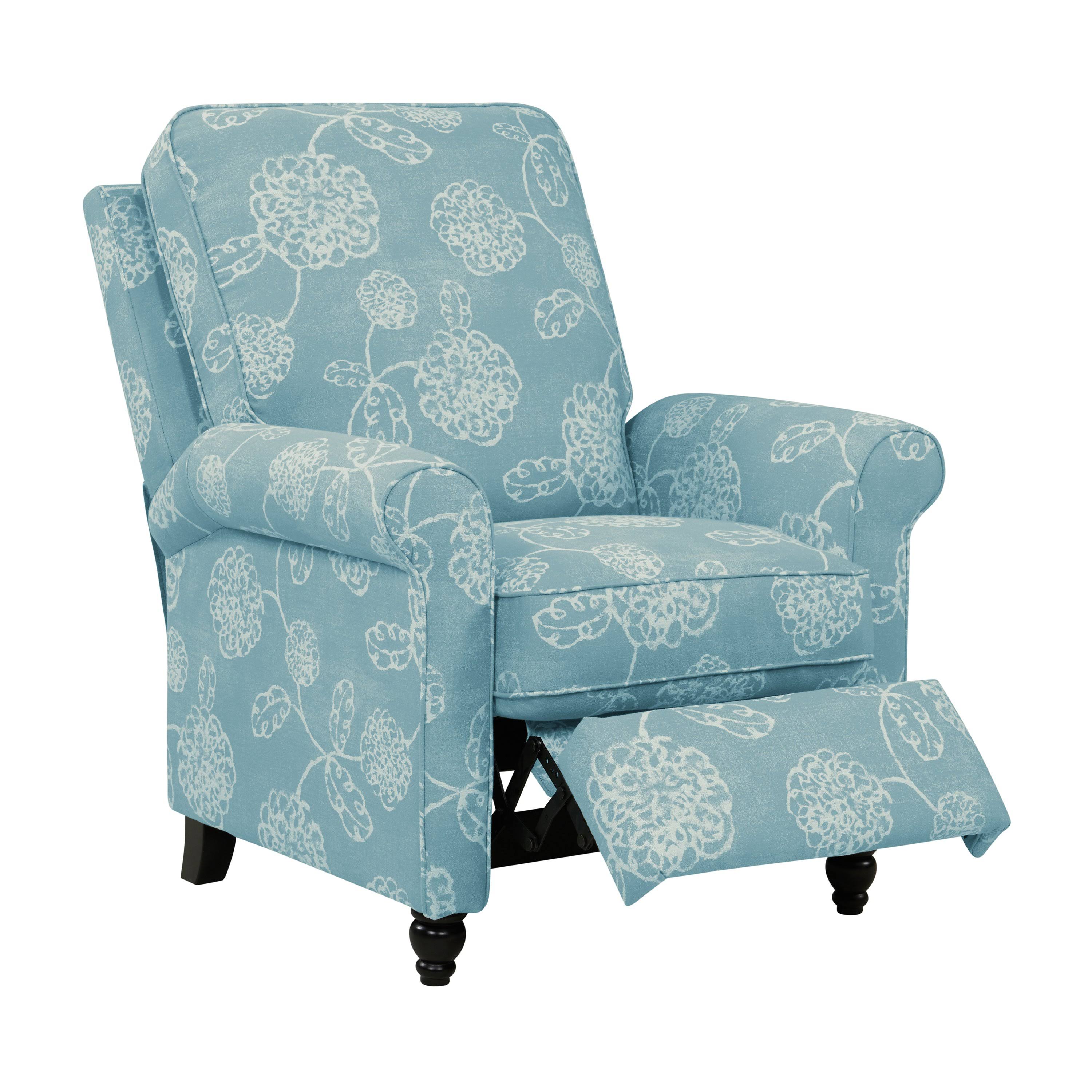 Domesis Chester Hill Rolled Arm Pushback Recliner Blue Floral