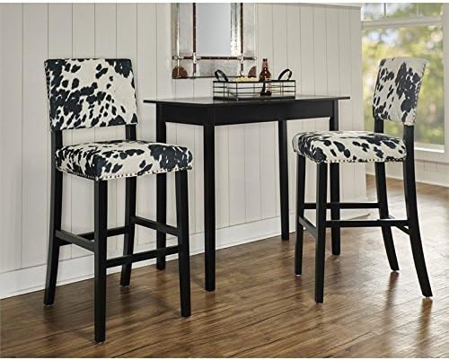 Riverbay Furniture Cow Print Bar Stool in Black