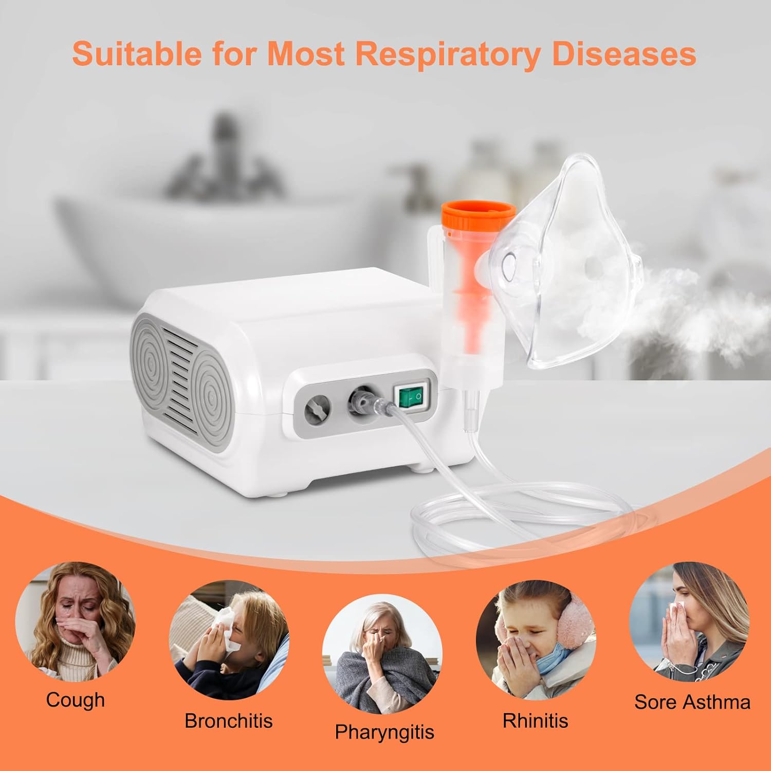 Portable Compressor Nebulizer Machine Personal Cool Mist Kit Asthma Inhaler Nebulizer for Kids Adult Home Daily Use