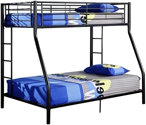 Pemberly Row Twin Over Full Metal Bunk Bed in Black