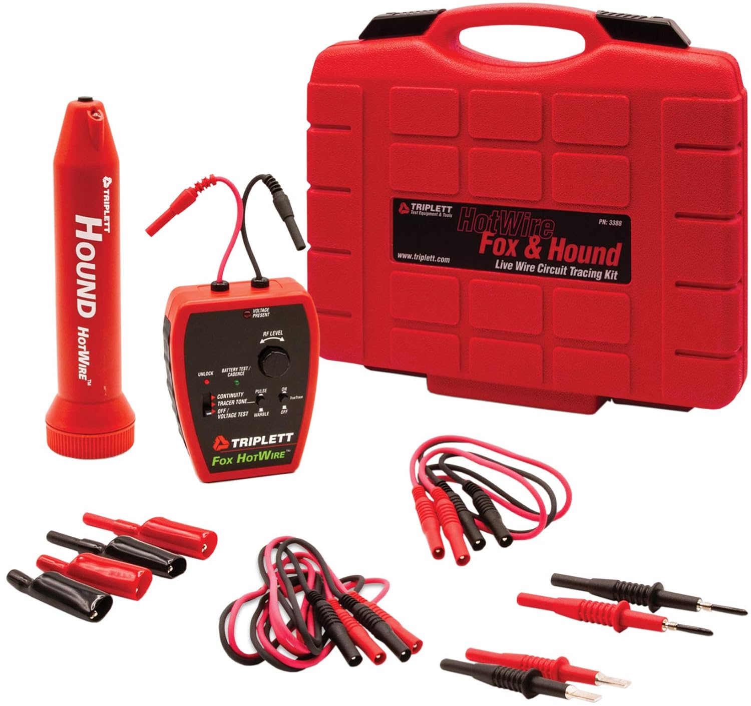 Triplett 3388 Fox & Hound HotWire Live Wire Tone and Probe Wire Tracing Kit with Adjustable Sensitivity - Traces Wires from 0 ~ 250 VAC and up to 1000 ft