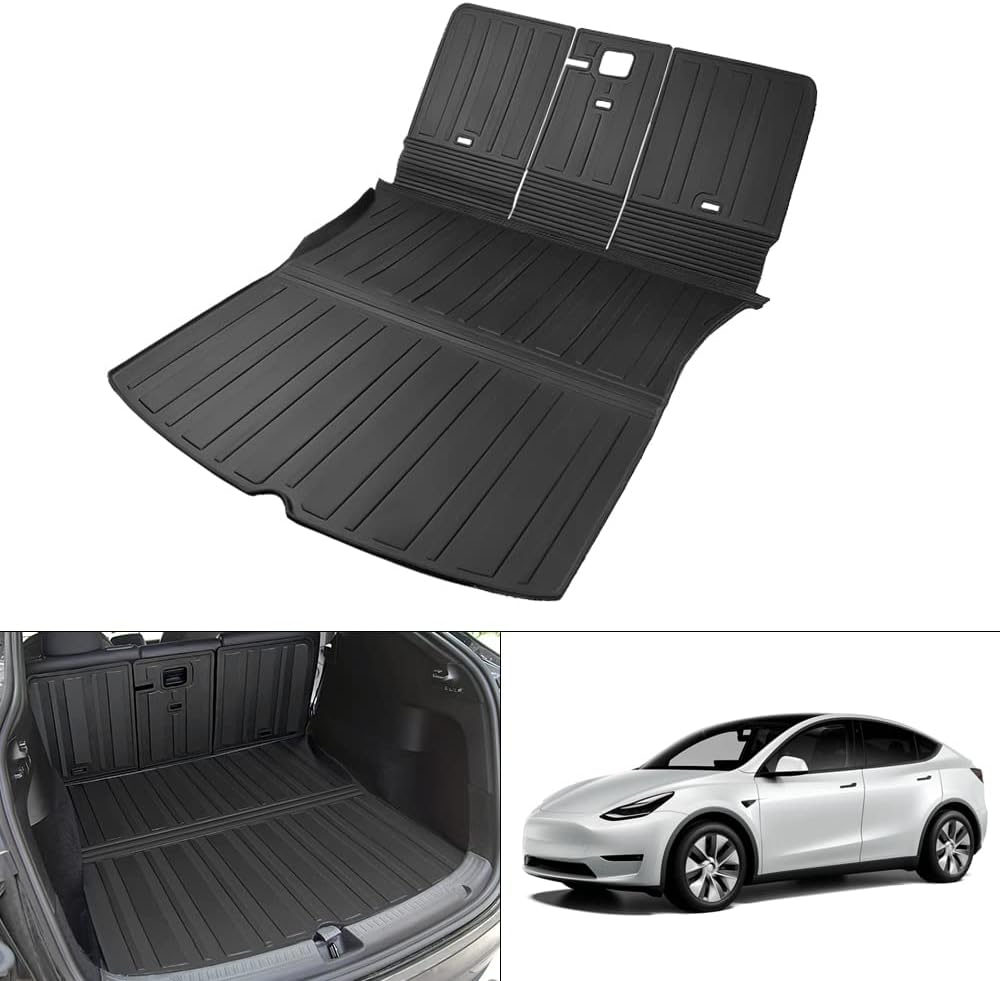 KUST Custom Fit Trunk Mat for 2020-2022 Tesla Model Y 5 Seater (Not for 7 Seat) Cargo Mat Liner Back Seat Protector All Weather Protection Black