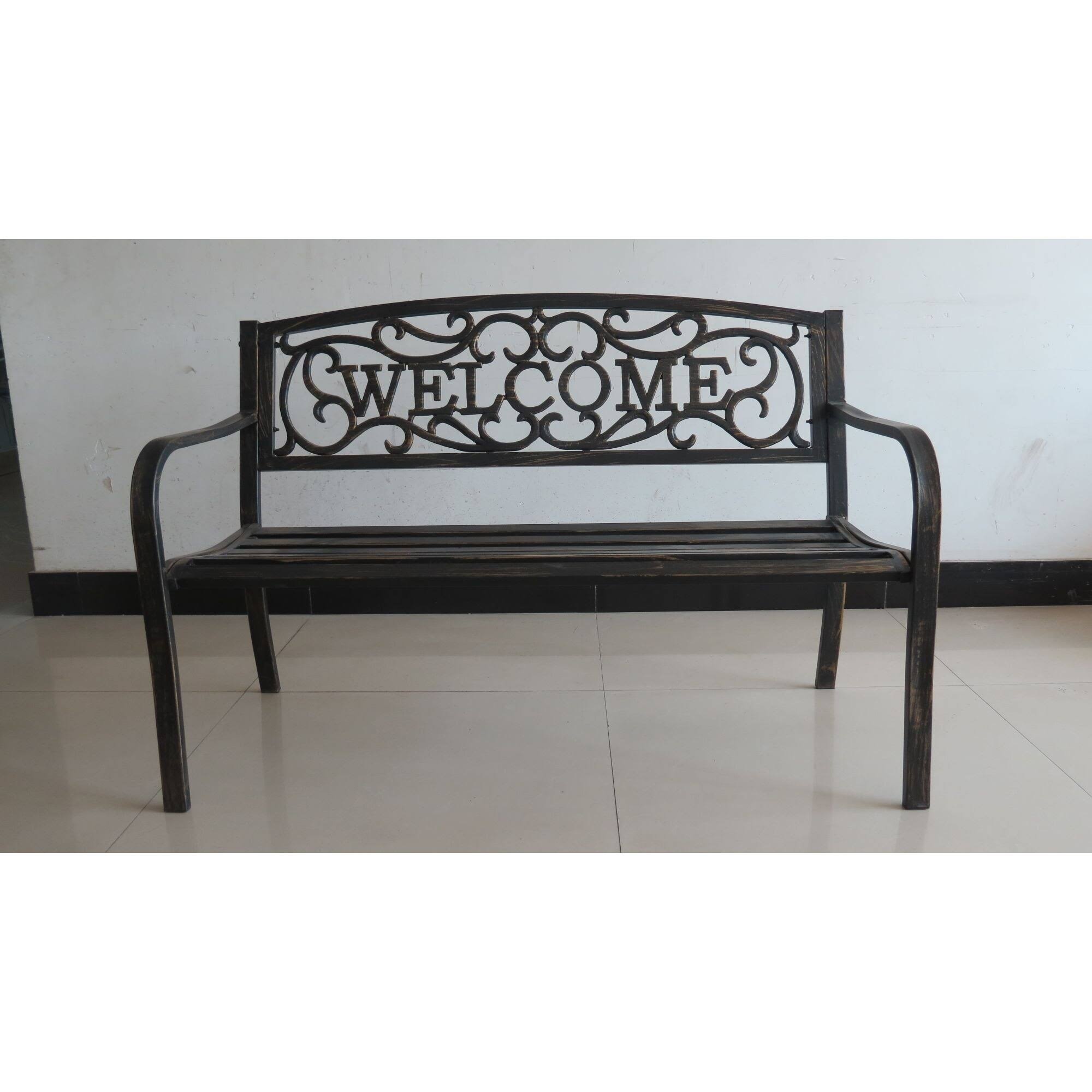 50x22 Black Contemporary Rectangular Welcome Garden Bench