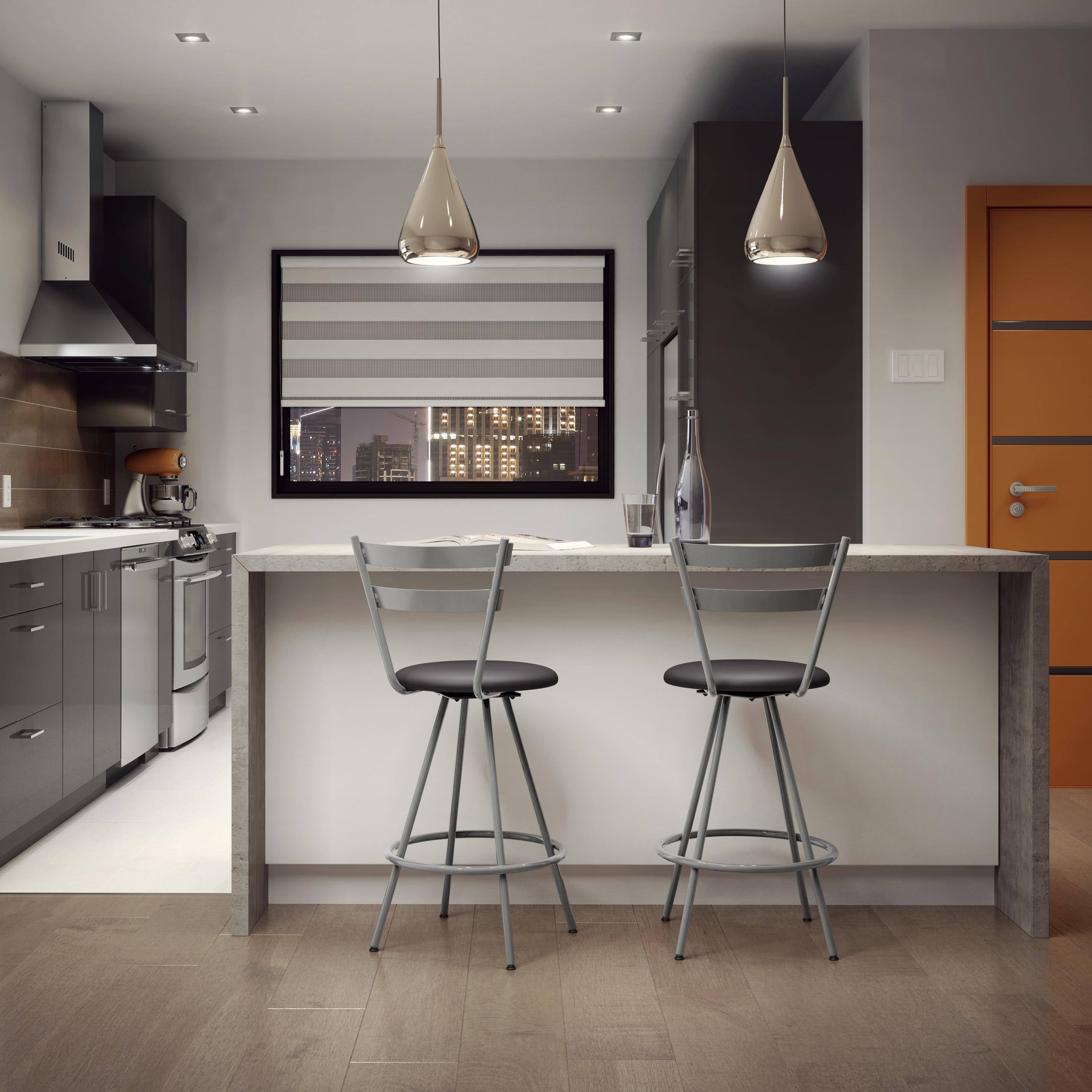 Amisco Valmont 26-in. Metal Swivel Counter Stool, Black