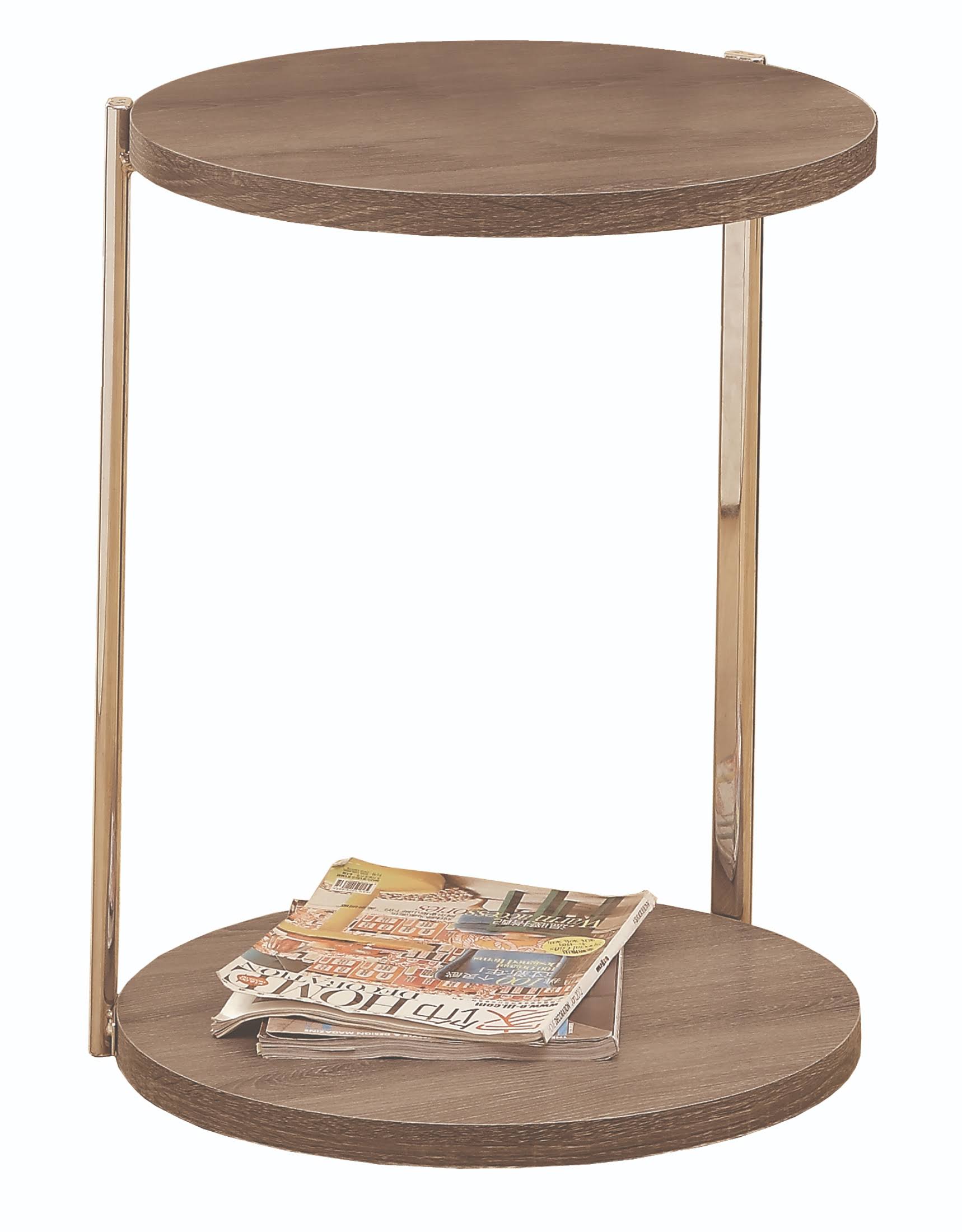 Monarch Specialties Dark Taupe Reclaimed Chrome Metal Accent Table