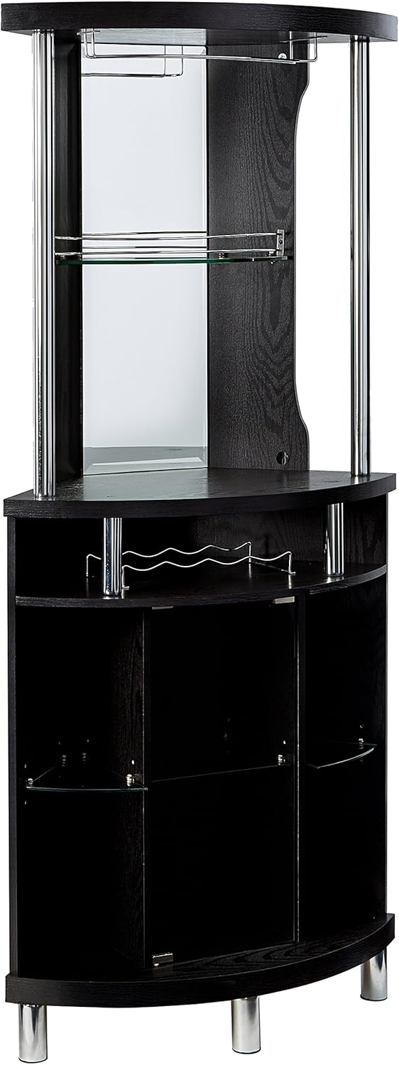 Home Source Corner Bar Unit, Black