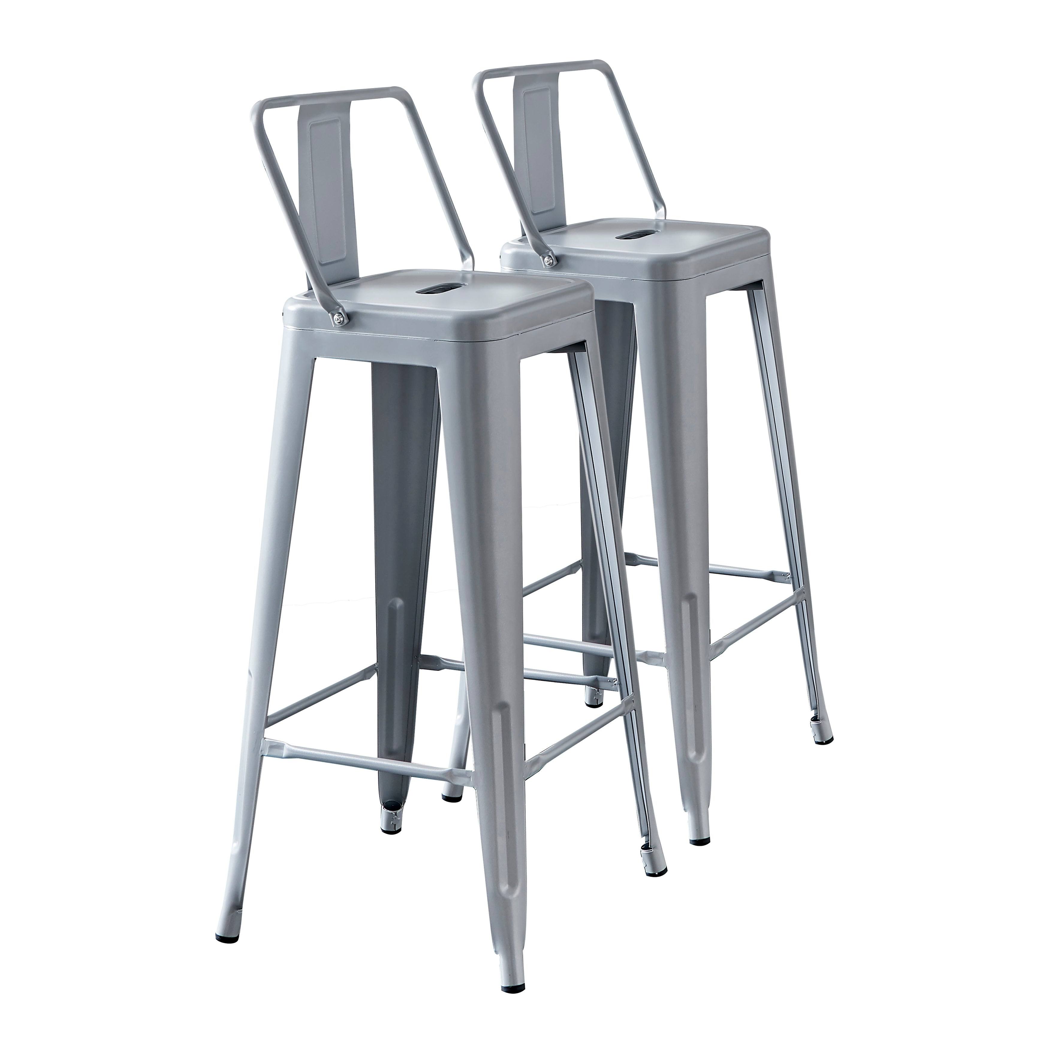 AC Pacific Vintage Metal Barstools with Bucket Back Bar Stools (Set of 2) - Counter Height - 23-28 in.
