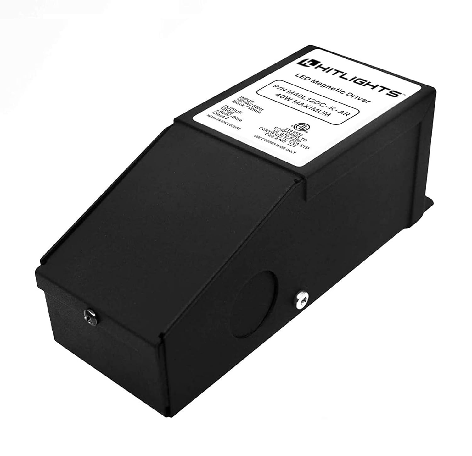 HitLights 40 Watt Dimmable Driver, Magnetic LED Driver, 110V AC - 24V DC Transformer. Made in the USA. Compatible with Lutron and Leviton for LED Strip Lights, Constant Voltage LED Products