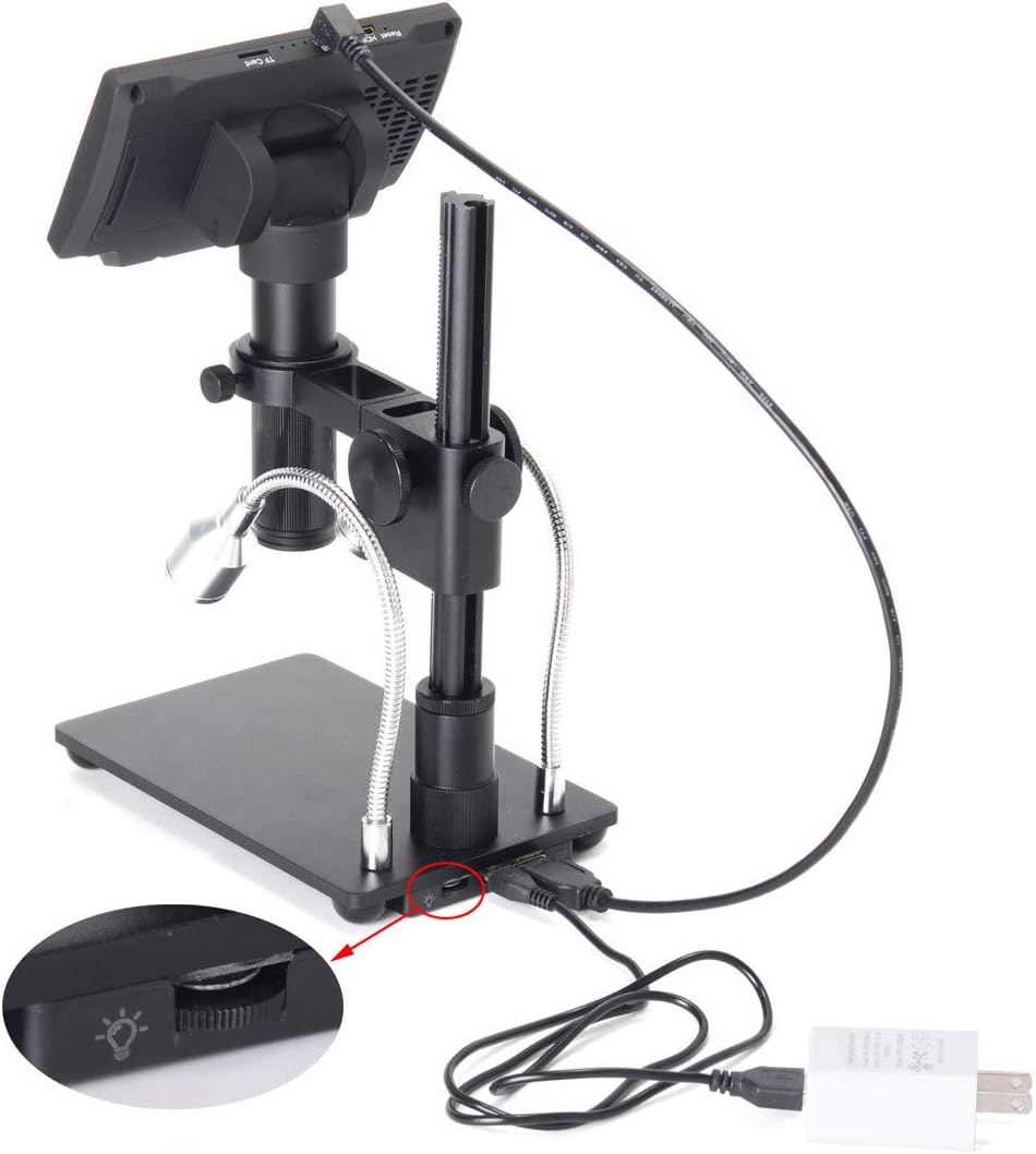 HAYEAR 34MP 4K 2016P HD HDMI USB Microscope Camera 5 Inch Display WiFi Connection 5X-300X Magnification Zoon C-Mount Lens Stereo Bracket Platform