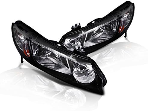 Instyleparts Clear Lens Headlight with Black Housing Made And Compatible For Honda Civic Sedan