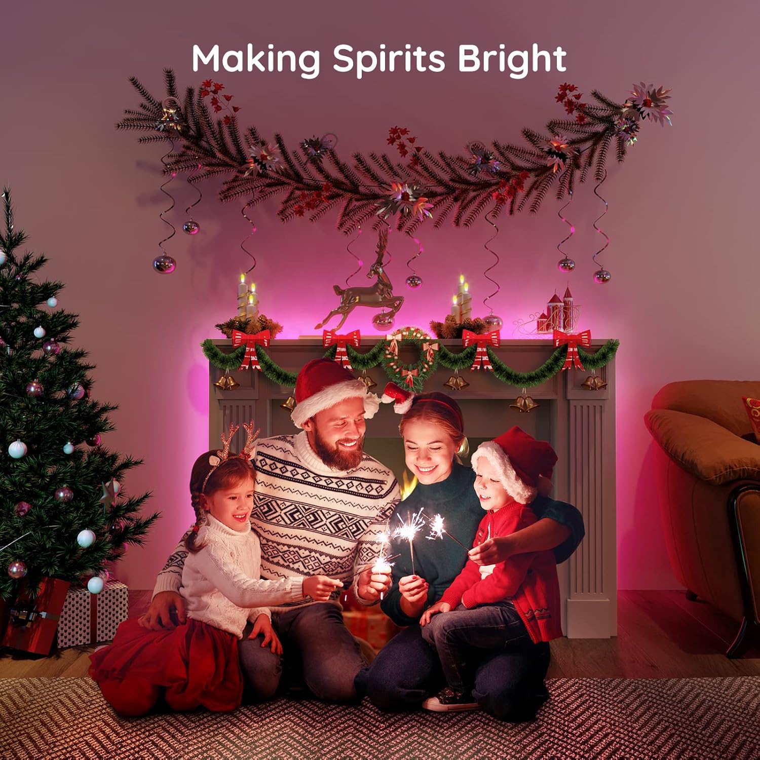 Govee Bluetooth LED Strip Lights, 65.6ft RGB LED Light Strip, App and Remote Control Color Changing Lights with 64 Scene Modes and Music Sync for Bedroom, Room, Kitchen, Party (2 Rolls of 32.8ft) Pack of 2