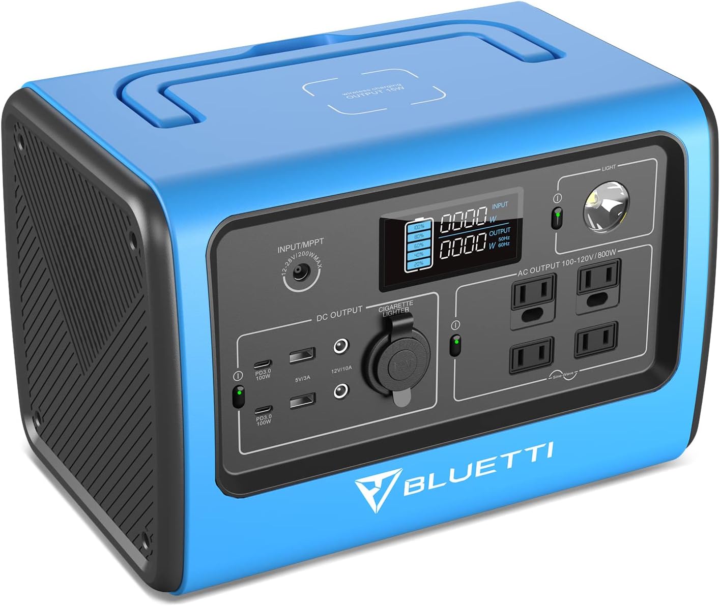 BLUETTI Portable Power Station EB70S 800W (Peak 1400W) Solar Generator 716Wh Backup LiFePo4 Battery Pack with 4 110V AC Outlets, Widely Use for Camping Outdoor RV Power Outage Home Off-grid
