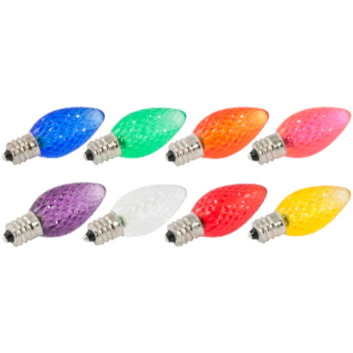 American Lighting NC7D-LED-ASST 0.35 Watt LED C7 Bulb - Dimmable - E12 Base - Faceted Lens - Assorted Colors - 120V - 25 Count