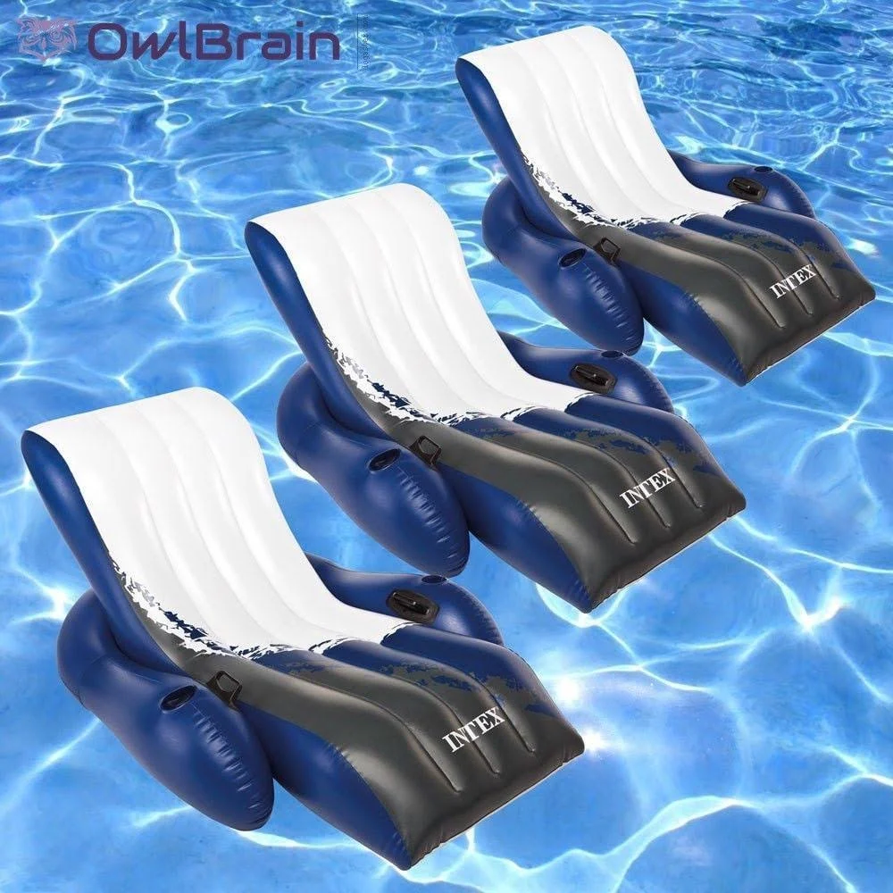Intex Floating Recliner Inflatable Lounge for Swimming Pools, Pack of 3