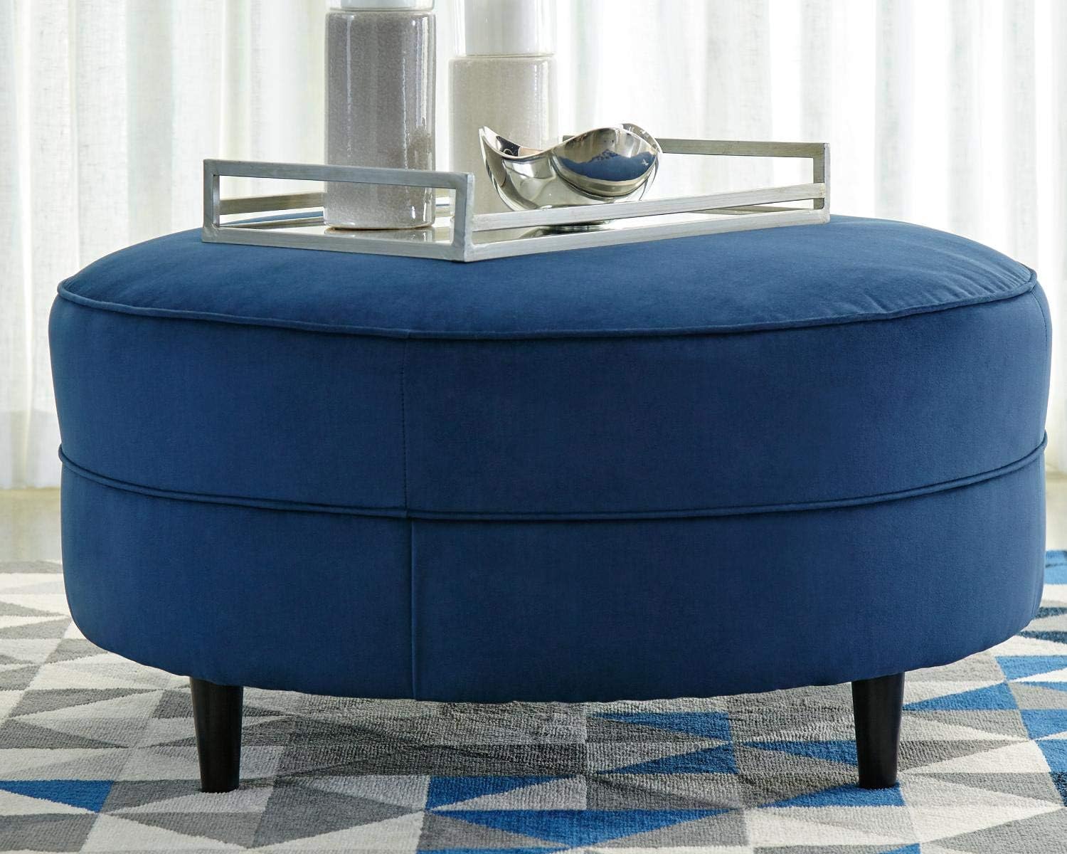 Signature Design by Ashley - Enderlin Oversized Velvet Accent Ottoman, Vibrant Blue