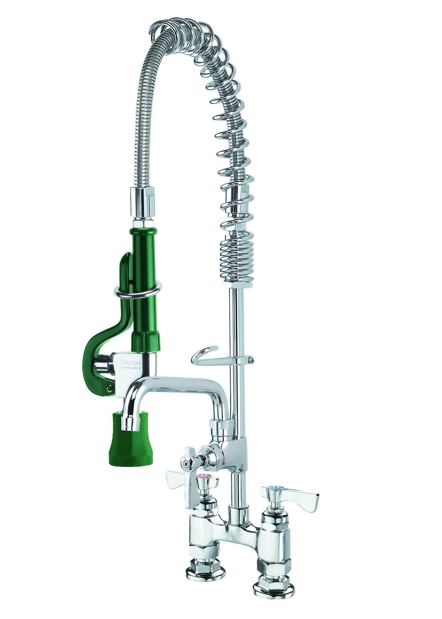 Krowne 18-408L - Royal Series Deck Mount Space Saver Pre-Rinse w/ Add-On Faucet, 8x22 Spout