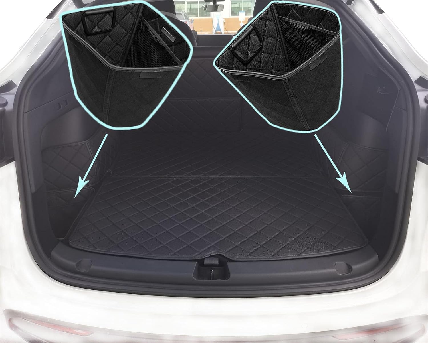 Tesla Model Y Trunk Organizer Storage Box Rear Trunk Side Storage Packets Tray Organizer for Tesla Model Y 2021 2020 Accessories,2 Pack Black Pack of 2