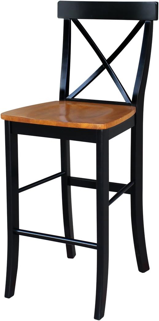 International Concepts X Back Stool Barstool, 30 inch, Black/Cherry