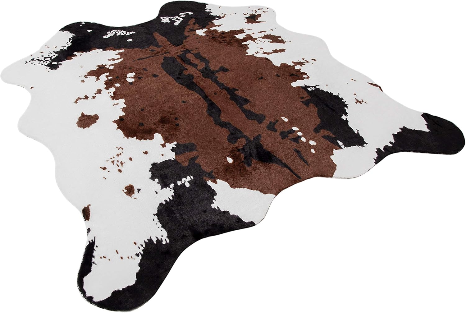 NativeSkins Faux Cowhide Rug (4.6ft x 5.2ft) - Cow Print Area Rug for a Western Boho Decor - Synthetic, Cruelty-Free Animal Hide Carpet with No-Slip Backing