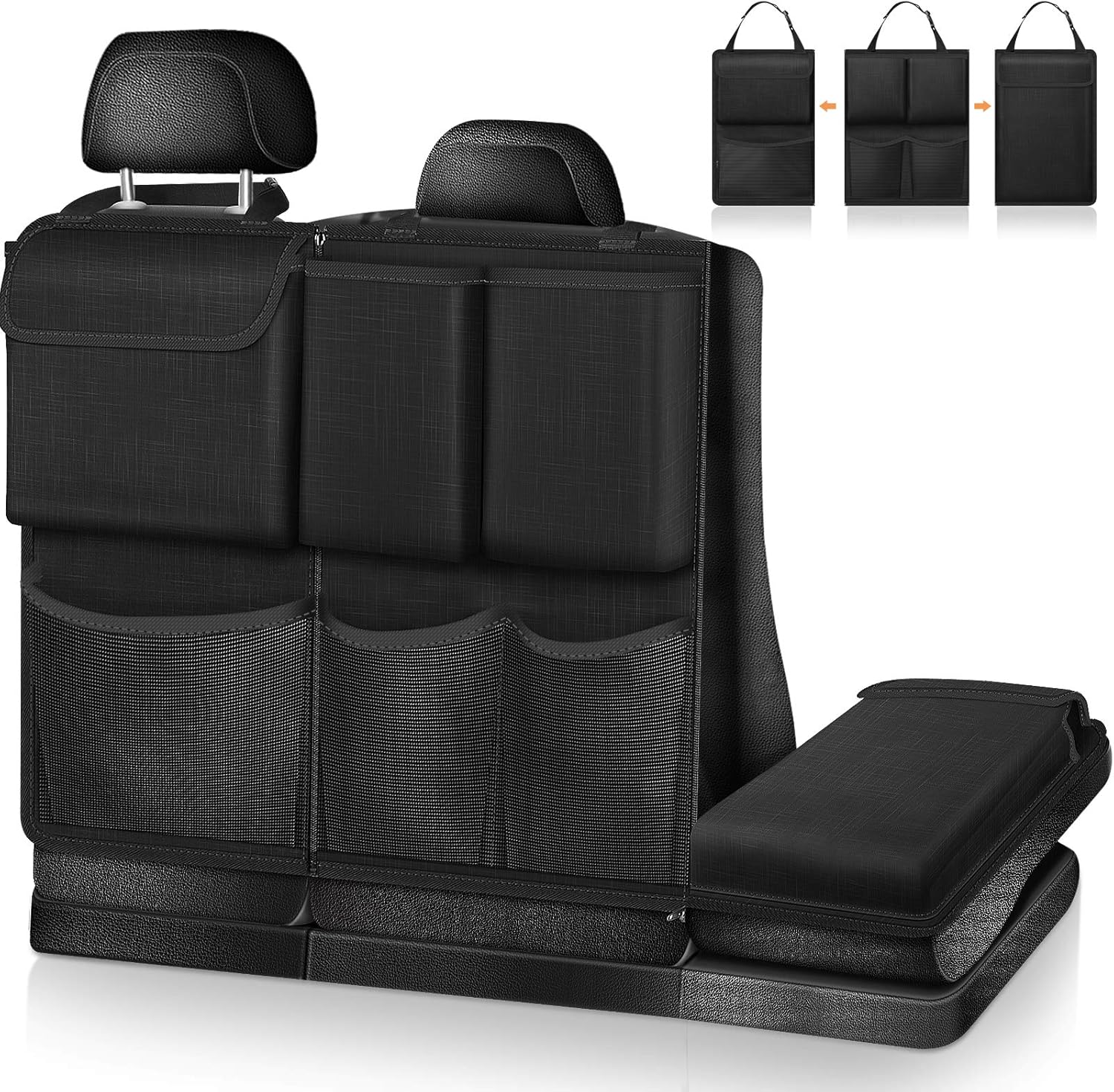 FINPAC Car Trunk Organizer and Storage, Detachable Seat Back Hanging Organizers Storage with Zippers, Large Capacity Car Accessories Interior for Jeeps, SUVs, Vans (Black) Pack of 2