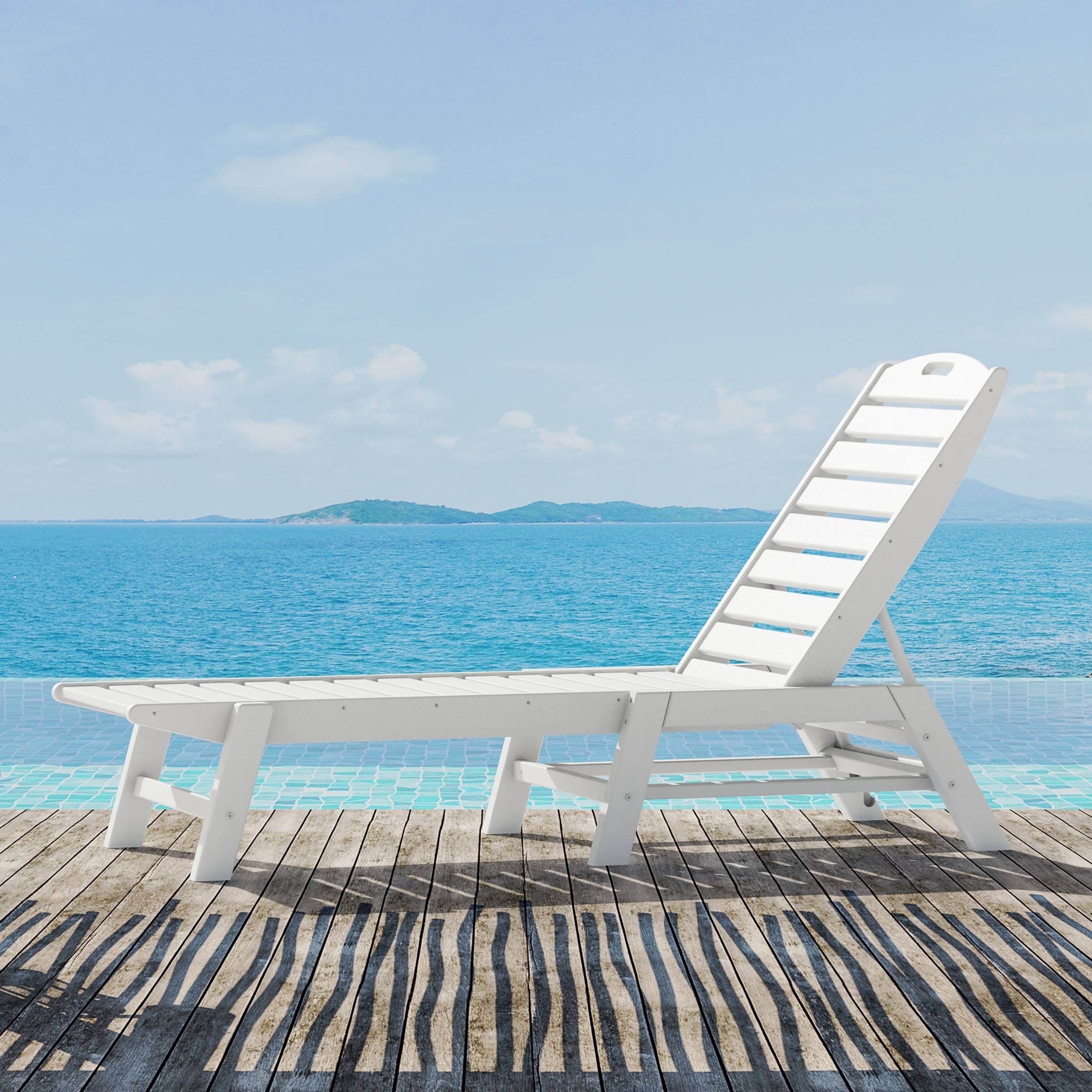 POLYWOOD Nautical Chaise - Stackable - Teak