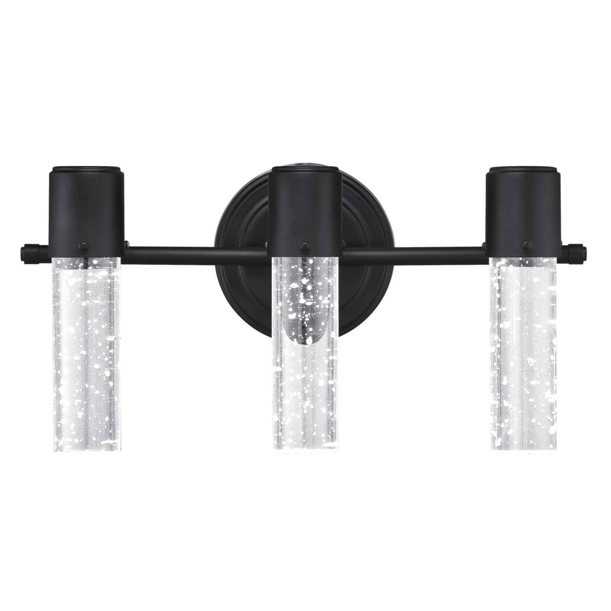 Westinghouse 6372500 22W 3 Light LED Wall Fixture Matte Black Finish Bubble Glass