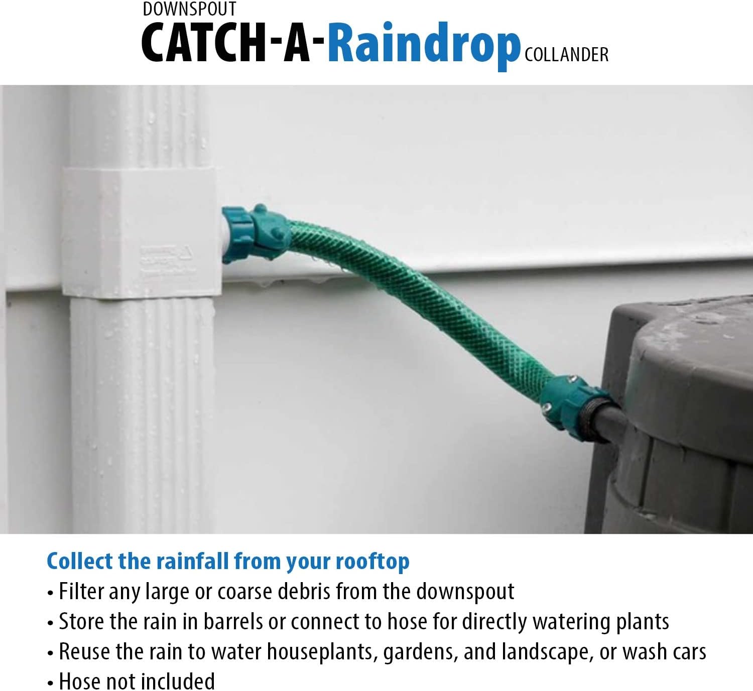 Downspout Rainwater Collection Diverter Connector System Colander with Filter 2x3-in, White Pack of 2